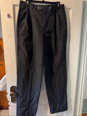 Lands' End Men’s Dark Gray Pinstripe Dress Pants